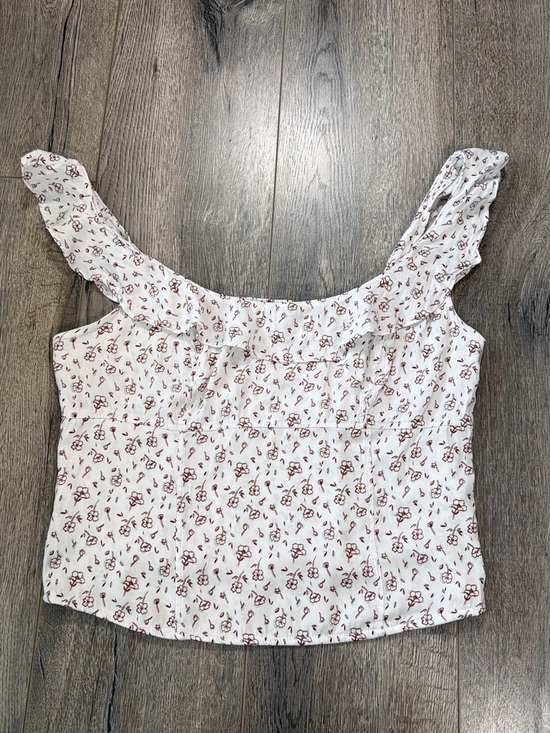 Free People Tops - Free People White Floral Ruffle-Trim Camisole